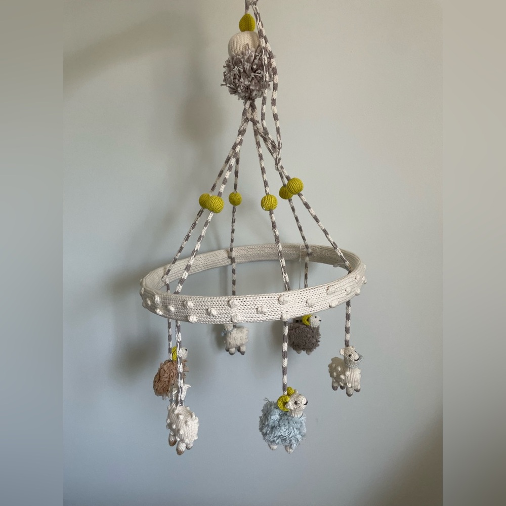 Charming Sheep Mobile with Cream and Gray Accents